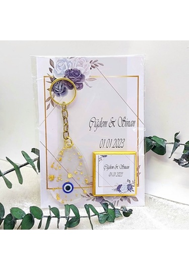 Damla Modeli Epoksi Anahtarlık ve Çikolata Nişan Nikah H(25 Adet)