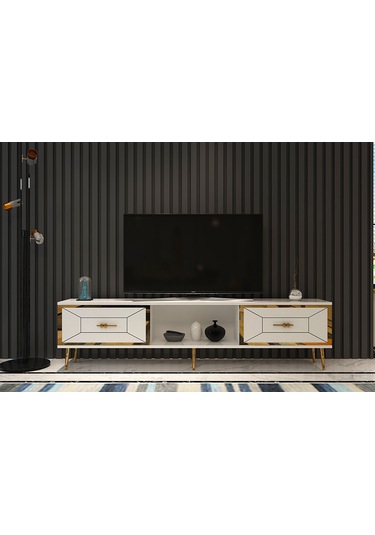 Arnoct Tv Sehpası Beyaz-altın