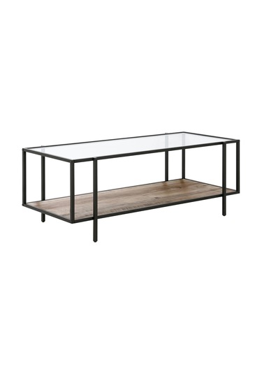 Adeline Siyah Metal Cam&ahşap Orta Sehpa