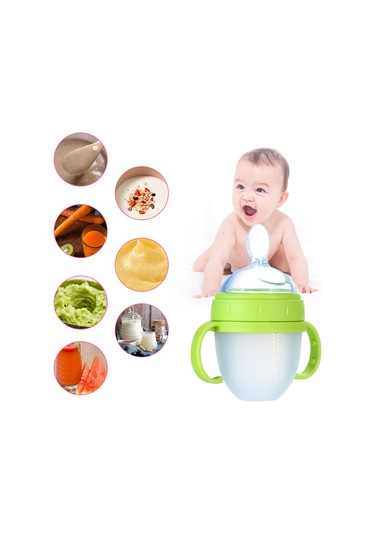 Yaozixa Yeşil 150ml Gn033 Bebek Mamilik Botu - Silikon Çatalı, Spill Proof, Taşınabilir, Toksik Olmayan, Pp+ppsu Malzeme