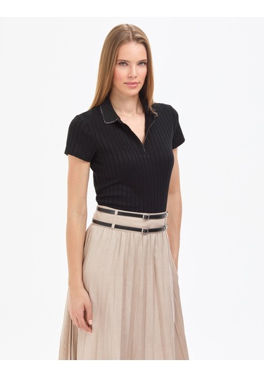 Pierre Cardin Kadın Siyah Tişört Basic 50320697-vr046
