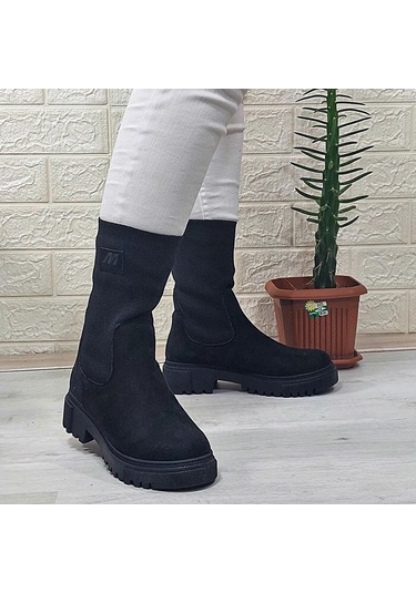 M.p 2746 Siyah Süet Bilekten Lastikli 27cm Bayan Bot 001