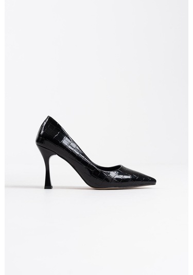 Harper Kadın Siyah Kroko Rugan Stiletto Siyah