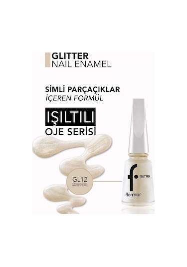 Flormar Glitter Yarı Transparan Parlak Bitişli Simli Oje GL12