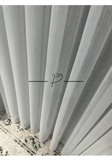 Tül Perde Simli Balık Sırtı Desen Ultra Dökümlü Etek Kurşun Sarımlı Çok Renkli