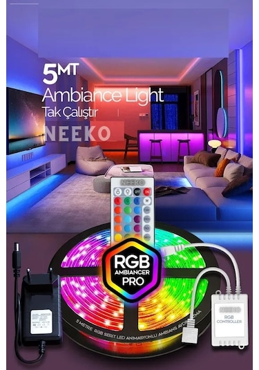 5mt Şerit Animasyonlu Tak Çalıştır Kumandalı Trafolu Rgb