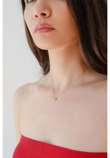 Minamis Silver Gözlü Üç Boyutlu U Harfli Kadın Kolye-2348