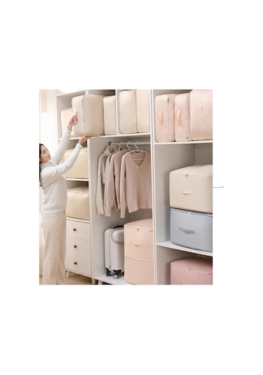 Xindoker Giyim Ve Yorgan Saklama Çantası - Su Geçirmez Nem Engeli - Dayanıklı Materyal - Geniş Tutamaklı - Çift Yönlü Pervane - Mavi 54x42x60 Cm Mavi