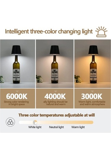 Maoyaya Kablosuz Şarap Şişesi Lamba Tip-c Şarj Dokunmatik Kontrol Şarap Çok Renkli, Küçük Ve Pratik Çok Renkli