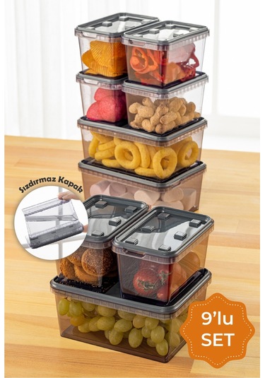 Vienev Block Sızdırmaz Saklama Kabı Antrasit 9'lu