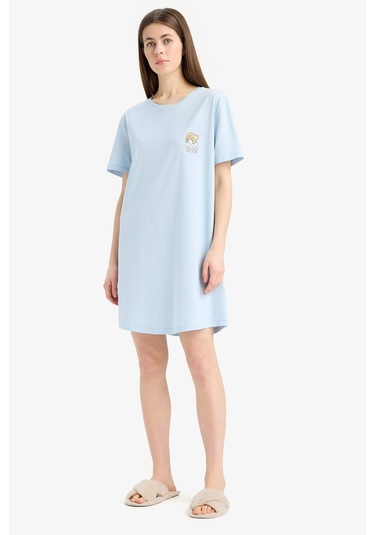 Defacto Looney Tunes Bisiklet Yaka Kısa Kollu Gecelik-fall İn Love E4317ax25smbe343 Mavi