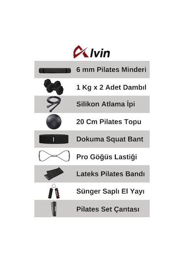 9 Parçalı Pilates Ve Fitness Seti Pilates Minderi, Dambıl, Squat Band Ve Daha Fazlası