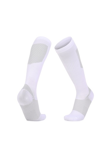 Folinda Spor Kompresyon Çorapları: Arka Desteği, Nefes Alıcı Kumaş, Futbol-spor Aktivitelere Uygun, Unisex, Çeşitli Renk Seçenekleri Beyaz Işık Gri