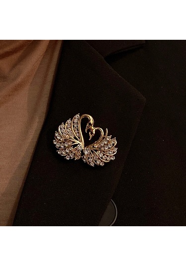 Sones Kadınlar İçin Kristal Kuğu Broş Pins Hayvan Yapay Elmas Broşlar Şampanya