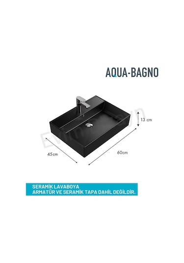 Aqua Bagno Plan Lavabo 60 x 45 CM Mat Siyah