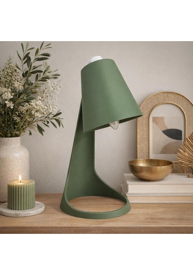 Nova Minimal Dekoratif Masa Lambası Modern Tasarım Ambiyans Objesi Çam Yeşil