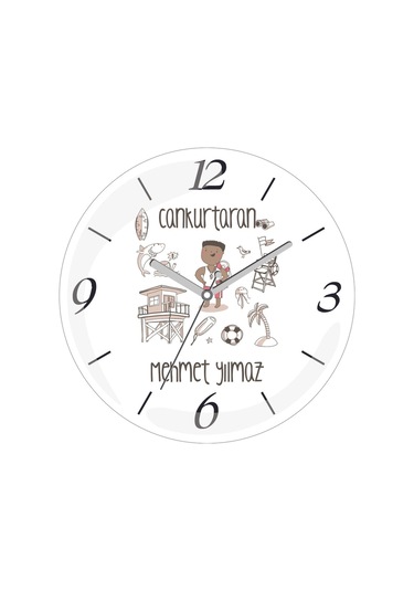 Kişiye Özel Can Kurtaran Çap 30 Bombeli Gerçek Cam Duvar Saati Siyah