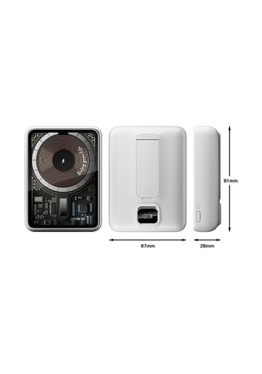 Dancemonkey W Taşınabilir Süper Stand Şarj Q16 Mıknatıslı Kablosuz Hızlı Şarj Cihazı Beyaz 10000mah 22.5w Beyaz