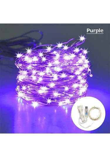 Mor Noel Led Işıkları 10 M Peri Işık Usb Yeni Yıl Düğün Parti Tatil Festoon Açık Sokak Çelenk Odası Aydınlatma Süslemeleri Mor