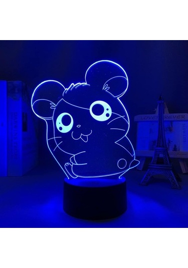Szypzstore Trotting Hamtaro Anime 3d Gece Lambası Erkek Için 16 Renk Kız Odası Dekoru Illusion Led Lamba Usb Manga Trotting Hamtaro Figürü Uygun Çocuklar Hayranlar Yılbaşı Hediyeleri 3d4kpm Renkli