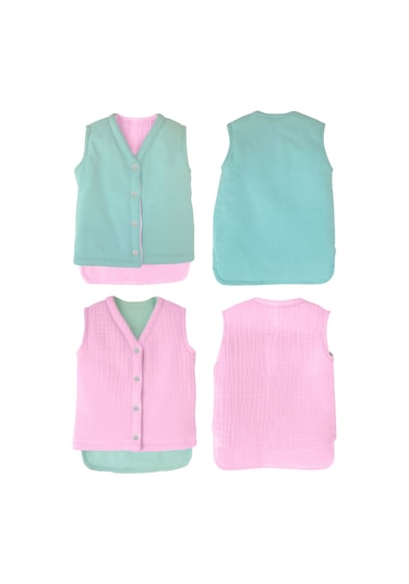 Müslin Bebek Yelek Organik 0 - 12 Ay Mint