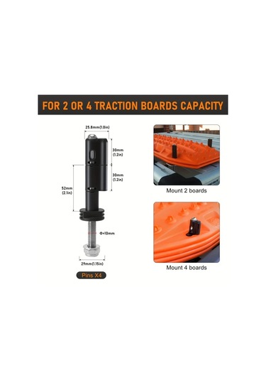 Xuweiwei Maxtrax Mkıı Kurtarma Levhası 4 Adet Kilitli Çalınma Önleyici Montaj Pimi