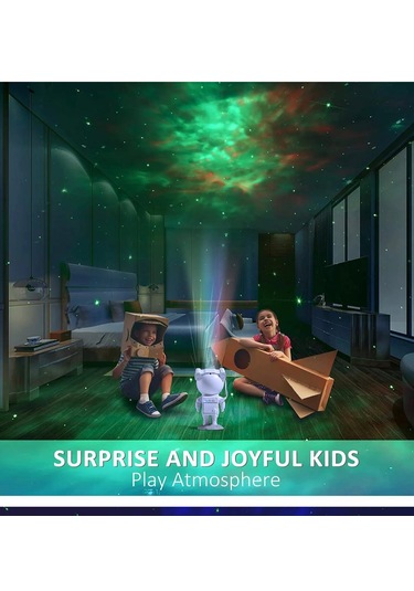 Yeni Taşınabilir Astronot Görünüm Projeksiyon Gece Lambası Beyaz