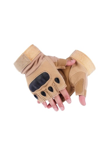 Yarım Parmak Cay222 Xl Beden Korumalı Taktik Eldiven Kahve