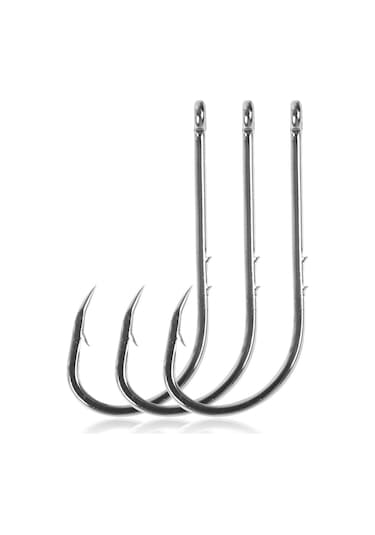 Ranyeek 100 Adet Yüksek Karbon Çelik İkili Tırnaklı Uzun Saplı Deniz Ve Tatlı Su Balıkçılık İğneleri 7 Numara