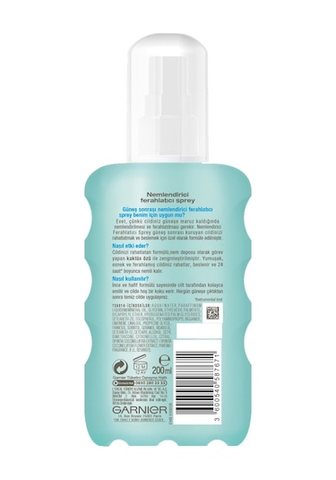 Garnier Güneş Sonrası Nemlendirici ve Ferahlatıcı Sprey 200 ML