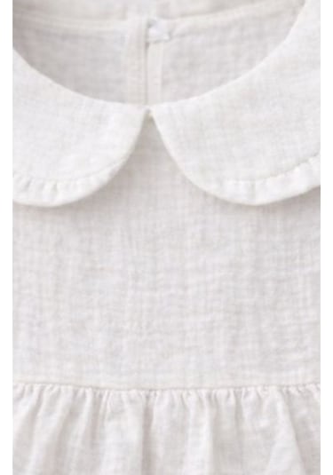 Baby Corner Bebe Yaka Fırfırlı Kız Bebek Elbise Beyaz