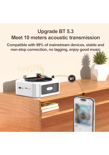 Geeroyoo Retro Vinyl Plak Tasarımlı Taşınabilir Bluetooth Hoparlör - 360 Stereo Ses Ve 10 Saat Pil Ömrü İle Müzik Keyfi