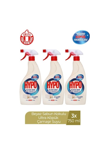 Hypo Beyaz Sabun Kokulu Köpük Çamaşır Suyu 3 x 750 ML