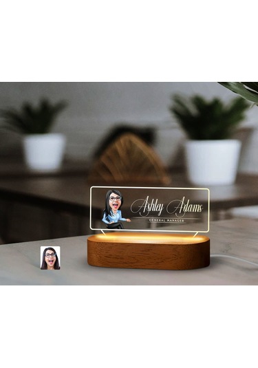 Bk Gift Kişiye Özel İsimli Patron Karikatürlü Led Işıklı Akrilik Masa İsimliği-5, Ofis Dekoru, Mesleki Hediye, Ofis Hediyeleri Kobitmeyen138003 Bk Gif