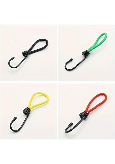 Elmpaly 4 Parça Ağır Hizmet Tipi Elastik Bağlama Kayışı - 55 Kg Çekme Dayanımı - Karavan Çadır Branda İçin