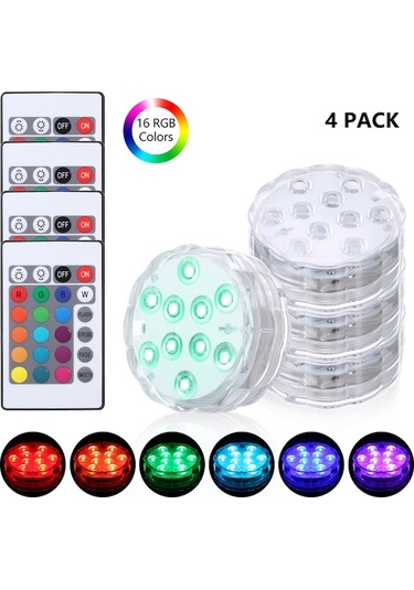 Trendooze Ve Uzaktan Suya Sualtı Su Rgbw Renk Pil Modu, Led'li Kumandalı Işığı, Ir Ip68 İle Havuz Geçirmez Değildir Dayanıklı, Dahil Çalışır. Aydınlatma Adet Aaa 4 3 16 10 Bb