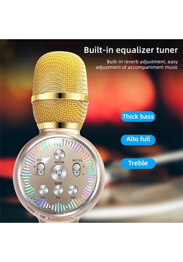 K2 Bluetooth 5.0 Karaoke Canlı Renkli Işıklar Kablosuz Bluetooth Mikrofon