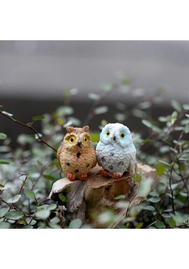 Lijinxu Minyatür Reçine Dollhouse Bonsai Bahçe Baykuşlar-4pcs