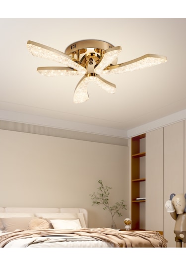 Quinn 6'lı Gold 3 Renkli Modern Plafonyer Led Avize Gold