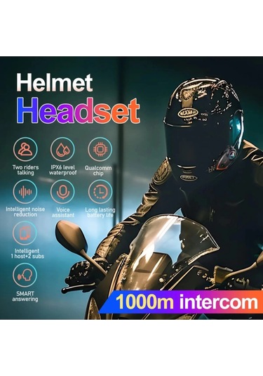 Yeni Model Y80-2x Motosiklet İntercom 2 Kişilik Bağlantı Rgb Işıklı Bluetooth Kulaklık Seti