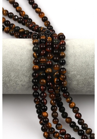 Multi Kaplan Gözü Doğal Taş Dizi 6 Mm Küre Kesim Çok Renkli