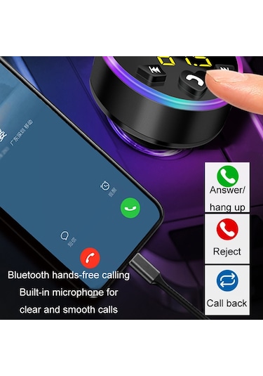 Araba Mp3 Bluetooth Çalar Fm Verici Çok Fonksiyonlu Araç Şarj Cihazı, Model: 4.8a Altın