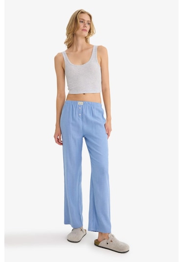 Defacto Regular Fit Uzun Boy Çizgili Pijama Altı-fall İn Love E8645ax25aube553 Mavi