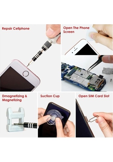 Dancemonkey 110 Adet Manyetik Tornavida Cep Telefonu Aracı Seti, Siyah