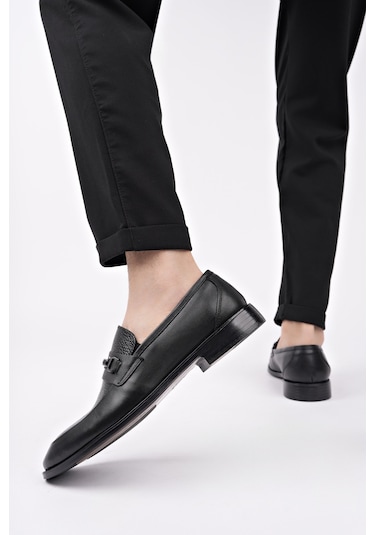 Muggo Bondy Hakiki Deri Klasik Günlük Ortopedik Erkek Ayakkabı Siyah
