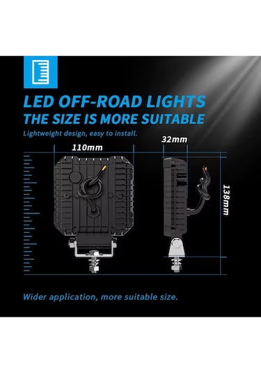 16 Ledli Piksel Model Off Road Sis Farı Beyaz-turuncu 2 Mod Çakarlı Çalışma Lambası 12-24 Volt