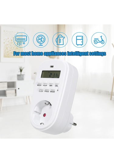 Wezone Akıllı Zaman Kontrolü Perde Soketi - Otomatik Açma/kapama, Enerji Tasarrufu, 220-240v Avrupa Standartı, Yangın Dayanıklı