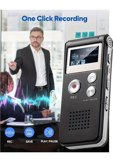 Elmpaly 32gb Gri Yükseltilmiş Ekranlı Mini Ses Kayıt Cihazı Ses Kaydı Mp3 Çalma Uzun Pil Ömrü