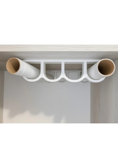 Mutfak Rulo Tutucu 4 Gözlü Pişirme Kağıdı - Alüminyum Folyo Vs Rulolarınızı Düzenler 1 Adet Beyaz