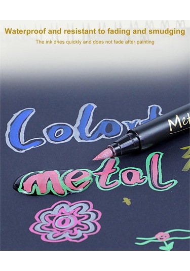 Wezone 10 Renkli Metalik Sulu Boya Kalemi - Yumuşak Uç, 2 Mm Çizgi Genişliği, Dıy Albüm Ve Dekorasyon İçin Set Gümüş